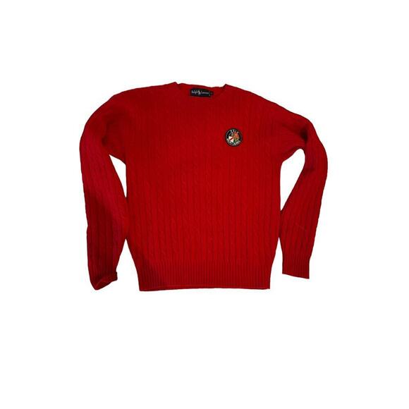 Vintage Ralph Lauren Women's Red Long Sleeve Lambs wool Pullover Sweater Size L - Picture 1 of 6